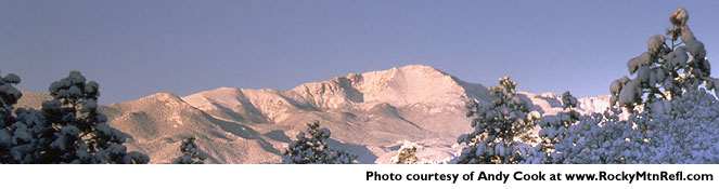 Beautiful snow-covered Pikes Peak
